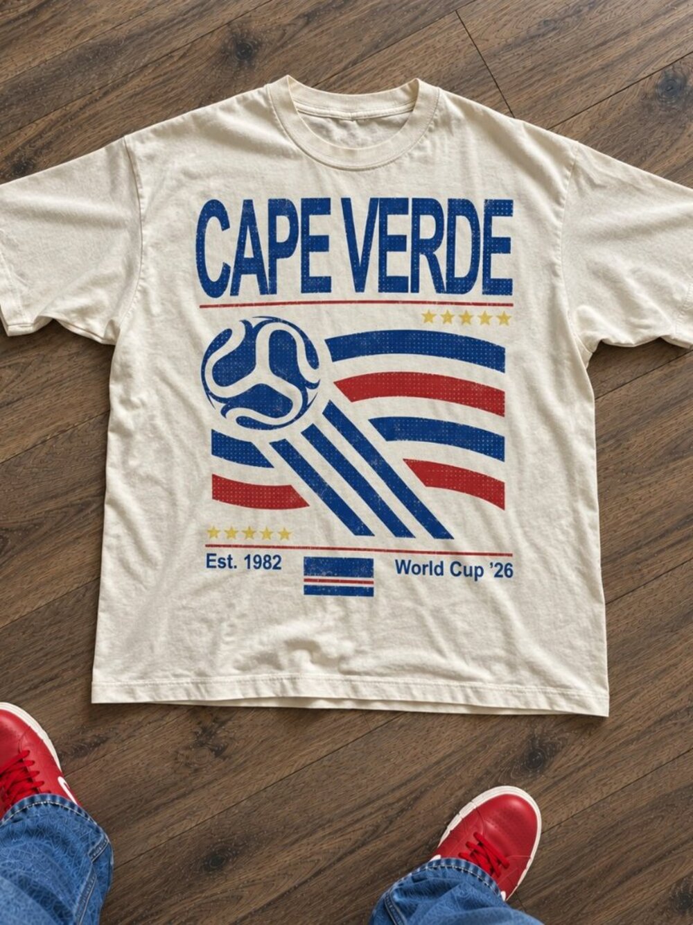 Gildan Cape Verde World Cup 2026 Cream Graphic T-Shirt